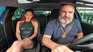 Latina Lua Baiana gives blowjob in car interview