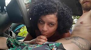 Latina Couple Has Intense Sex In Car On Busy Street During Daytime, Exhibitionist Fun With Natural Tits.