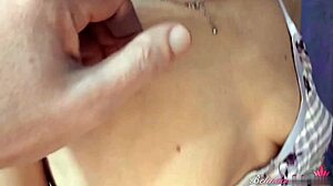 girlfriend sensually sucks neighbor's big cock then gets fucked doggystyle with rough creampie