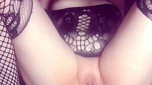 Solo girl riding a thick dildo