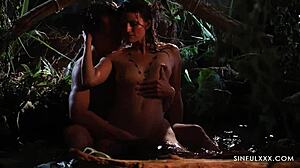 Jungle Seduction: Couple Licks and Masturbates in Forest Close-Up