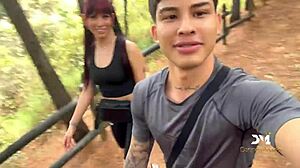 latin couple fucks in forest on the sly