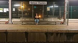 Public Outdoor Train Station Fuck with a Stranger in Tight Jeans and Heels