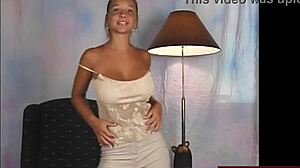 Big Tits Shaking in Beige Dress During Sexy Dance