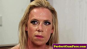 Eurobabe loves cum facial in pov stockings!