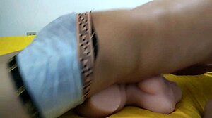 Man gets wild with sex doll on big cock.