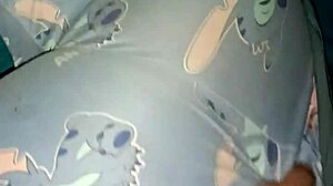 I fuck my blonde latina stepdaughter from behind on the bed. Cum lands on her ass during intense sex.