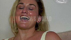 Blonde Amuse De Bauche Bent Over for Deepthroat and Anal Assfucking