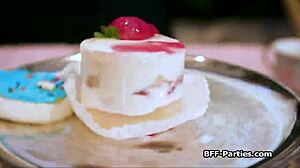 Tea party in cosplay turns intriguing foursome with blowjobs on big cocks in Wonderland.