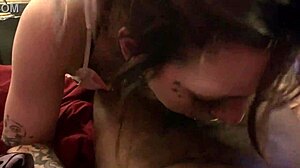yo, check this tatted emo beauty swallowing black cock!