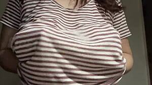 hot indian milf step mom teases big boobs on webcam solo