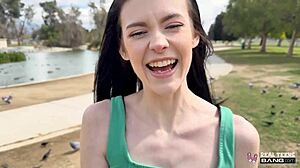 Skinny Teen Bella Nova Shows Off Her Pussy Grip In Outdoor Scene With Clothes Ripped