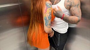 I meet my sexy neighbor in the elevator for outdoor fun.