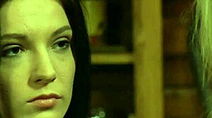 Busty lesbian slave masturbates with mistress in domination scene