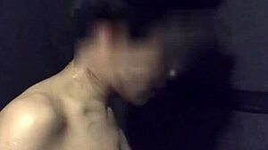 I relax in the gym shower with my asian wife