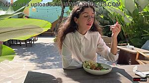 I Asked A Friend To Cum On My Face In A Cafe So I Could Eat Food With Sperm