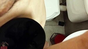 skinny young girl masturbates with huge fleshlight at home