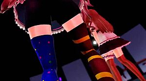 Chieri Kakyoin and Mememe Mokota perform a seductive strip dance with clothes ripped off
