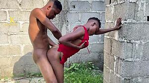 student breaks for quick outdoor sex, bent over in doggystyle with hairy ass