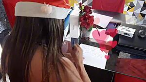 Beautiful Peruvian woman flashes her big clit while waiting for delivery.