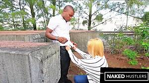 Amateur blonde loves sucking big black cocks!