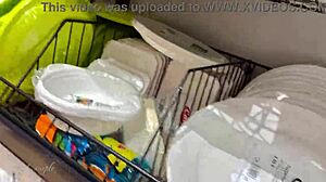 Risky Outdoor Handjob with Spit and Cum on Big Ass