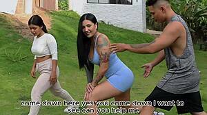 Workout turns steamy with a tattooed Latina in hot sex part 1 - Dilan Clavijo.