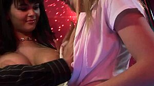 i watch diana gold and kristi klenot gettin fucked bent over on the stripper stage, their pussies gapin in fishnets