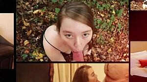 18 year old girl sucks older man's cock and swallows cum from condom