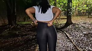 wife takes husband to public square for quickie doggystyle blowjob and cumshot outdoor