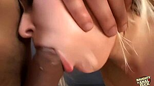 deep throat fucking for a blonde whore in a gangbang