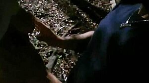 wife takes husband to public square for quickie doggystyle blowjob and cumshot outdoor