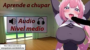 Spanish teacher gives blowjob tutorial for shemale slaves