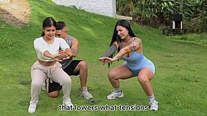 Workout turns steamy with a tattooed Latina in hot sex part 1 - Dilan Clavijo.