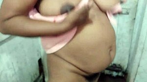 Hot mom bathing in bathroom with huge assets on display