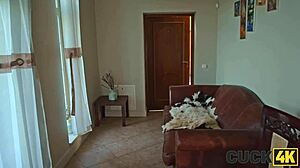 hotwife slut watches old man cum on beautiful tits