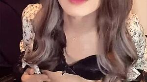 Beautiful Asian Ladyboy in One-Piece Crossdressing Quietly Masturbating Alone