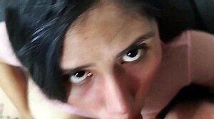 Cassandra's casting turns from trying clothes to swallowing cum in this brunette scene