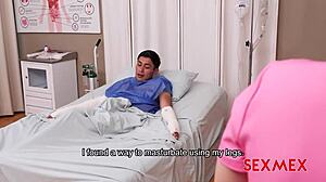 In the hospital, kind nurse Nicole Zurich cares for her patient