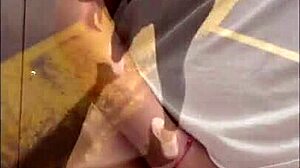 Latina slut flashes ass in store and masturbates