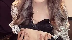 Beautiful Asian Ladyboy in One-Piece Crossdressing Quietly Masturbating Alone