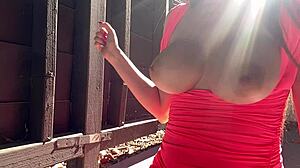 Artemisia Love Bounces Big Tits Outdoors