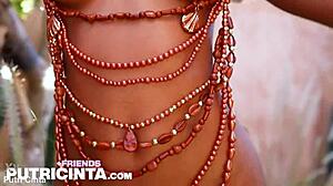 Tiny slut girl Putri Cinta shows her smooth pussy