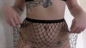 Beautiful milf in pantyhose with juicy ass. Played with big dildo for gaping