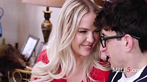 Nerd Fucks Cougar Mommy In Threesome With Slimthick Vic.