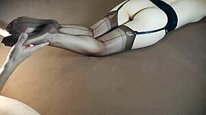 Horny Milf Gets Soles Massaged in Nylon Stockings