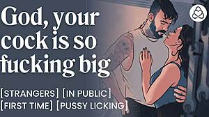 Real couple enjoys biker guy's company in public setting