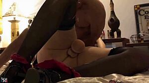 French amateur enjoys clothed play in satin lingerie