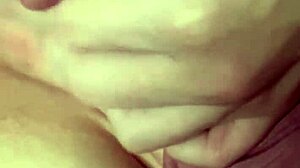 Hot blonde amateur shows off tattooed tits in panties at home