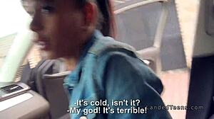 Beautiful tits teen bangs outdoors pov!